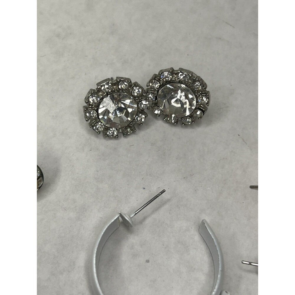 Earrings with Pearls and Rhinestones Costume Jewelry Untested Lot of 6 pair - Picture 3 of 5
